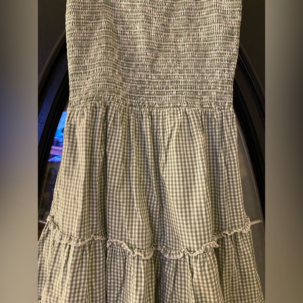 Green Mini Checkered Dress - Picture 2 of 5